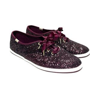 Keds Kate Spade New York Deep Cherry Glitter Sneakers Women’s Shoes Size 8.5